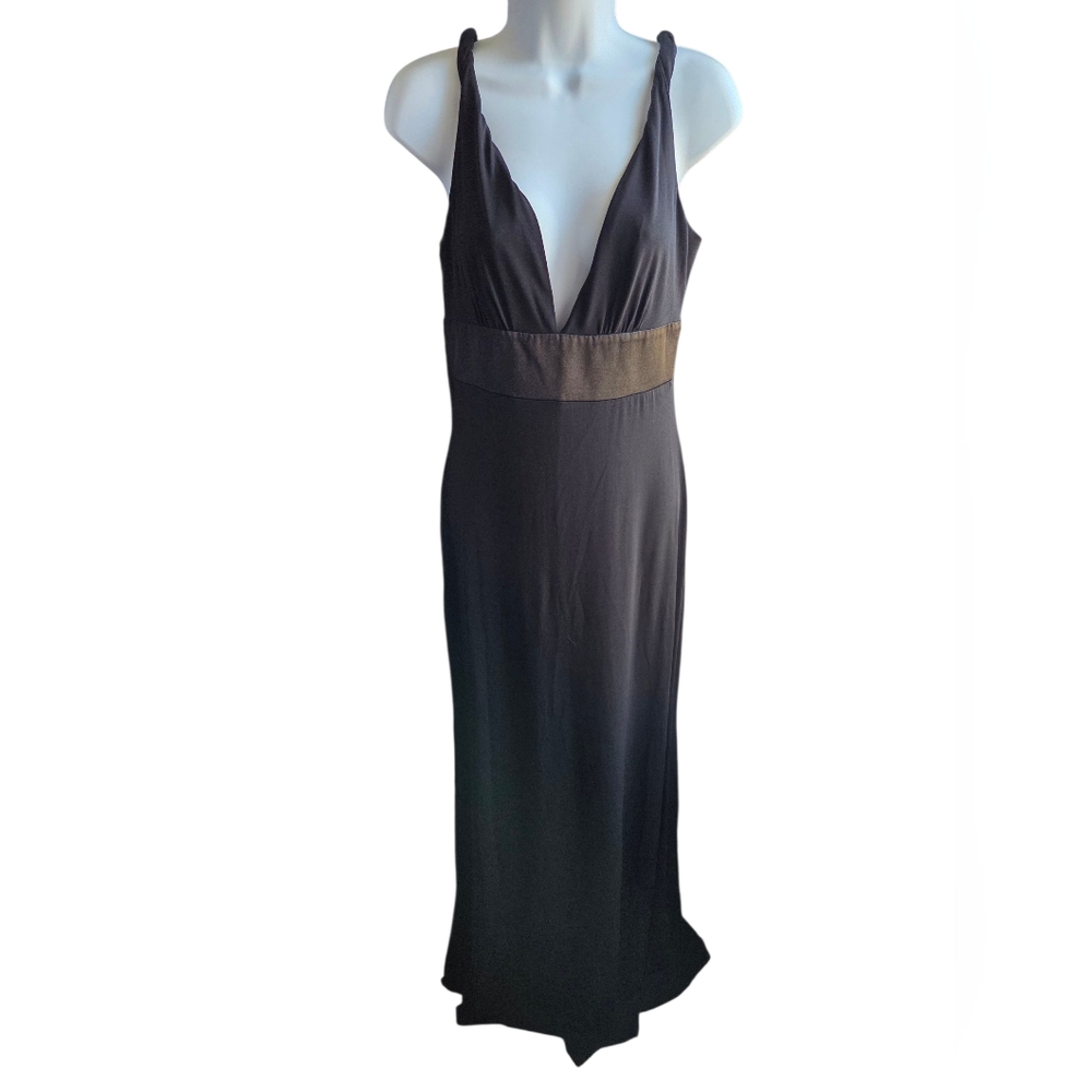 Max and Cleo Black V Neck Maxi Evening Dress Size 6